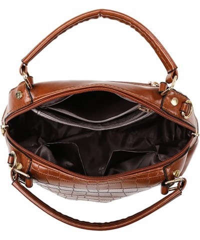 Women's Handbags Designer Shoulder Bag Leather Crossbody Satchel Crocodile Pattern Top Handle Bag Brown $19.97 Satchels