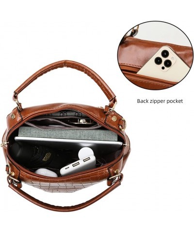 Women's Handbags Designer Shoulder Bag Leather Crossbody Satchel Crocodile Pattern Top Handle Bag Brown $19.97 Satchels