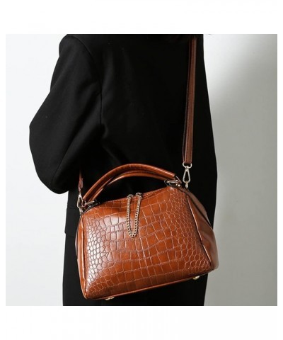 Women's Handbags Designer Shoulder Bag Leather Crossbody Satchel Crocodile Pattern Top Handle Bag Brown $19.97 Satchels