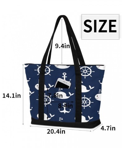 Tote Bag for Women Canvas Shoulder Bag Large Casual Handbag Lightweight Tote Bag with Zipper for Work Travel Shopping Whale R...