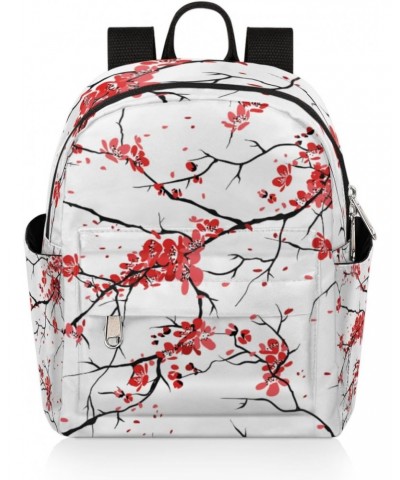 Japan Cherry Blossoms Mini Backpack Purse for Women Girls, Cherry Blossoms Flowers Small Backpack Lightweight Casual Travel B...