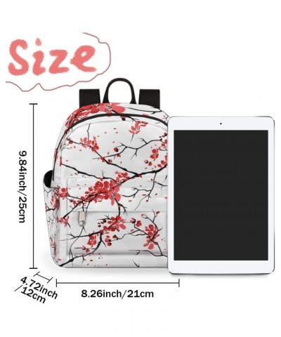 Japan Cherry Blossoms Mini Backpack Purse for Women Girls, Cherry Blossoms Flowers Small Backpack Lightweight Casual Travel B...