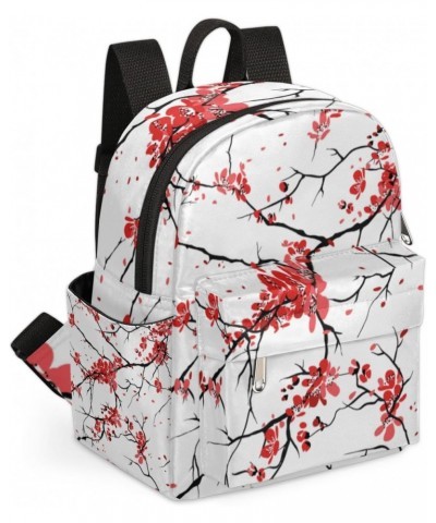 Japan Cherry Blossoms Mini Backpack Purse for Women Girls, Cherry Blossoms Flowers Small Backpack Lightweight Casual Travel B...