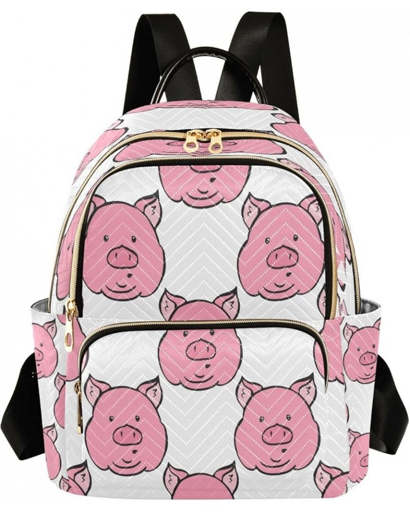 Women Backpack Purse Hand Drawn Piglets Faces Pattern Fashion Shoulder Bags Travel Backpack Small Daypacks M Small $10.40 Bac...