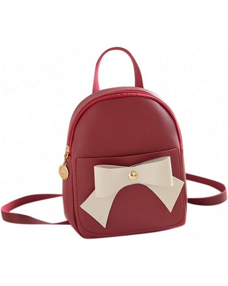 Mini Backpack Solid Leather Bow Shoulder Ladies Versatile Phone Bags Black 20 inches One-Size Red $11.64 Backpacks