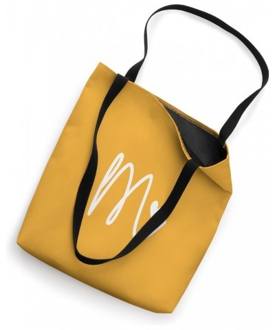 Minimalist Initial Letter M Heart Monogram Mustard Yellow Tote Bag $9.60 Totes