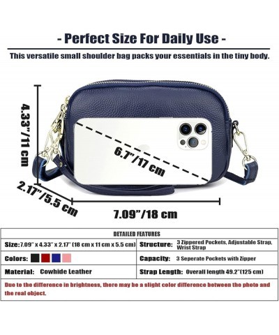 Small Crossbody Shoulder Purses for Women Simple Cowhide Leather Shoulder Phone Bag Multi Pocketed Handbag with Wrist Strap B...