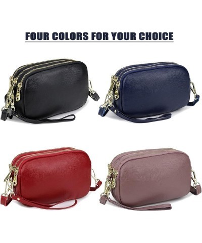 Small Crossbody Shoulder Purses for Women Simple Cowhide Leather Shoulder Phone Bag Multi Pocketed Handbag with Wrist Strap B...