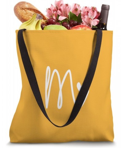 Minimalist Initial Letter M Heart Monogram Mustard Yellow Tote Bag $9.60 Totes