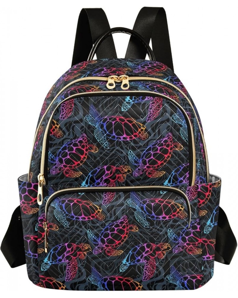 Mini Backpack for Women, Sea Turtle Psychedelic Travel Backpack Purse for Ladies, Small Bookbag Daypack Shoulder Bag M Multi2...