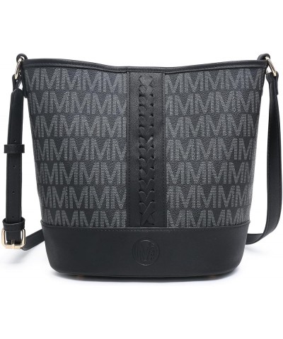 MMK Bucket Bags for Women Vegan Leather Hobo Crossbody Purse Designer Signature M Tote Shoulder Bags Black $22.78 Totes