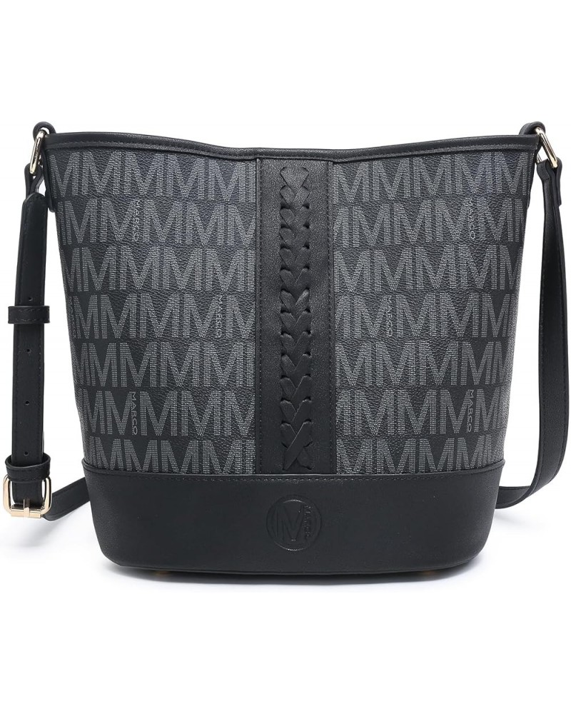 MMK Bucket Bags for Women Vegan Leather Hobo Crossbody Purse Designer Signature M Tote Shoulder Bags Black $22.78 Totes