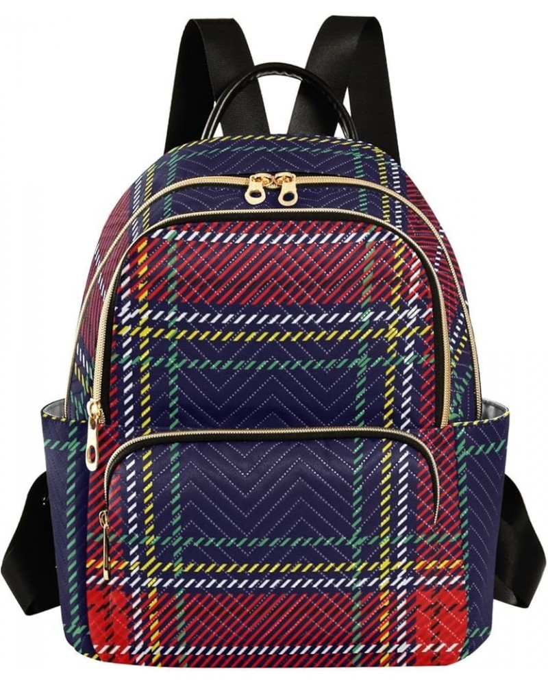 Colorful Plaid Women's Backpack Wallet Casual Small Backpack Fashion Women's Travel Bag School Backpack Color232 Medium $14.2...