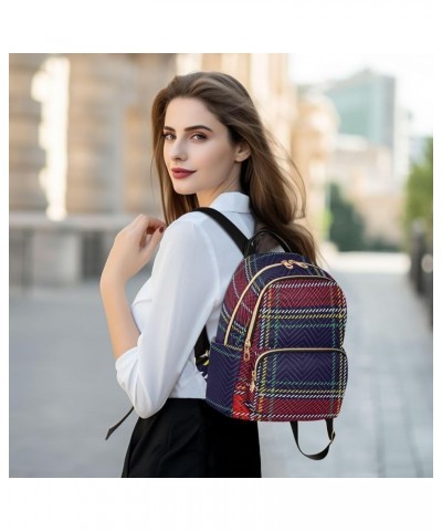 Colorful Plaid Women's Backpack Wallet Casual Small Backpack Fashion Women's Travel Bag School Backpack Color232 Medium $14.2...