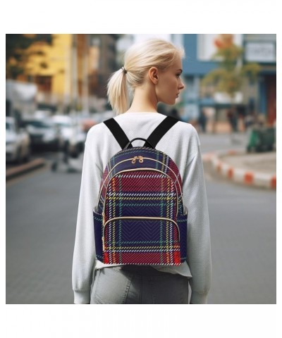 Colorful Plaid Women's Backpack Wallet Casual Small Backpack Fashion Women's Travel Bag School Backpack Color232 Medium $14.2...