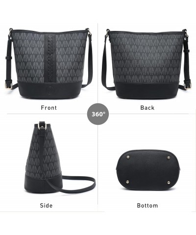 MMK Bucket Bags for Women Vegan Leather Hobo Crossbody Purse Designer Signature M Tote Shoulder Bags Black $22.78 Totes