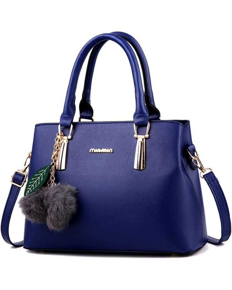 Women's Leather Handbag Tote Shoulder Bag Crossbody Purse Blue $16.79 Totes