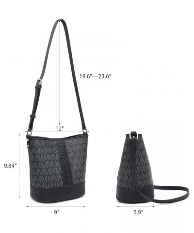 MMK Bucket Bags for Women Vegan Leather Hobo Crossbody Purse Designer Signature M Tote Shoulder Bags Black $22.78 Totes