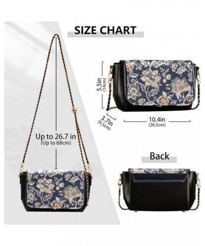 Daisy Print Brown Flowers Women Crossbody Purse Everyday PU Leather Shoulder Bag Fashion Purse with Chain Strap Vintage Flora...