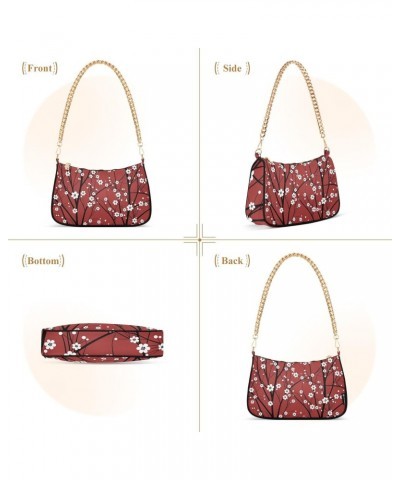 Japanese Cherry Tree Red Small Shoulder Bags for Women Handbags Mini Clutch Purse with Zipper $15.89 Shoulder Bags