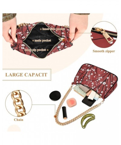 Japanese Cherry Tree Red Small Shoulder Bags for Women Handbags Mini Clutch Purse with Zipper $15.89 Shoulder Bags