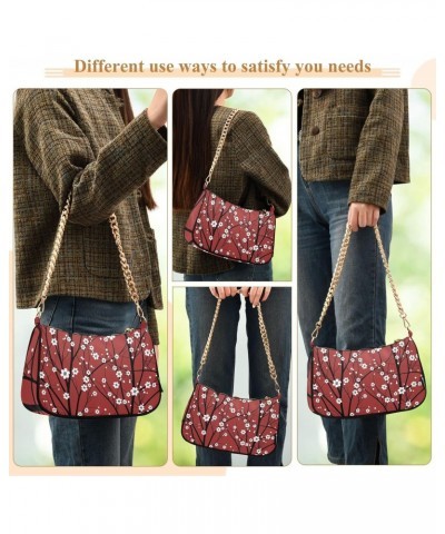 Japanese Cherry Tree Red Small Shoulder Bags for Women Handbags Mini Clutch Purse with Zipper $15.89 Shoulder Bags