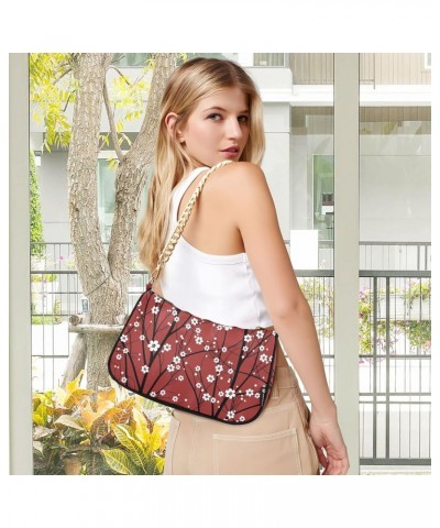 Japanese Cherry Tree Red Small Shoulder Bags for Women Handbags Mini Clutch Purse with Zipper $15.89 Shoulder Bags