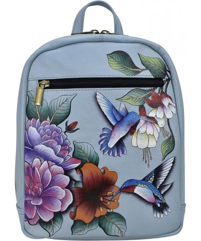 Hand Painted Women's Genuine Leather Medium Backpack Garden Jewels $57.28 Backpacks