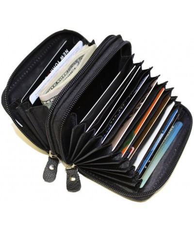 Leatherboss Leather RFID Identity Safe Double Zippered Accordion Wallet Black $11.59 Wallets