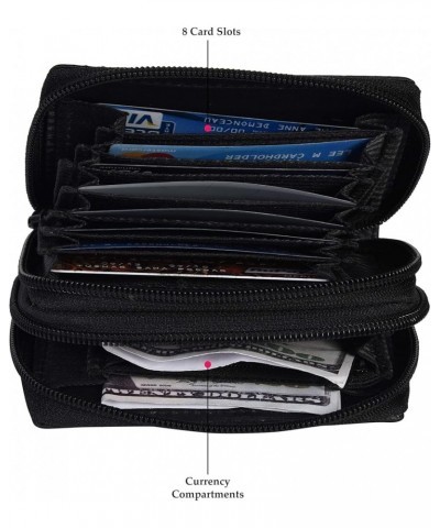 Leatherboss Leather RFID Identity Safe Double Zippered Accordion Wallet Black $11.59 Wallets