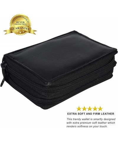 Leatherboss Leather RFID Identity Safe Double Zippered Accordion Wallet Black $11.59 Wallets