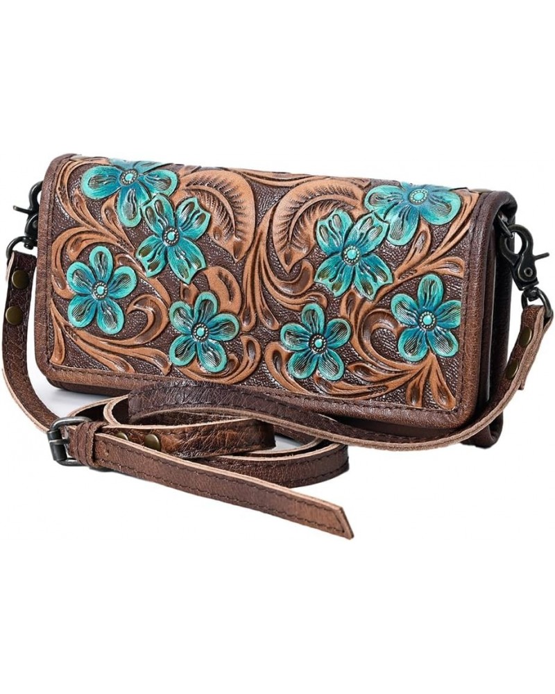 Wallet Hand Tooled Genuine Leather Western Women Bag | Handbag Purse | Women Wallet | Wristlet Wallet | Travel Wallet | Leath...