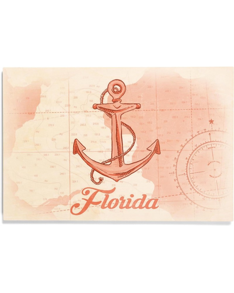 12x18 Inch Premium Wood Sign, Ready to Hang Wall Decor, Florida, Anchor, Coral, Coastal Icon $26.49 Totes