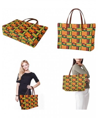 3PCS Top Handle Purse, Purse and Wallet Set for Women Tote Shoulder Bag with PU Wallet Clutch Purse African Style-orange $25....