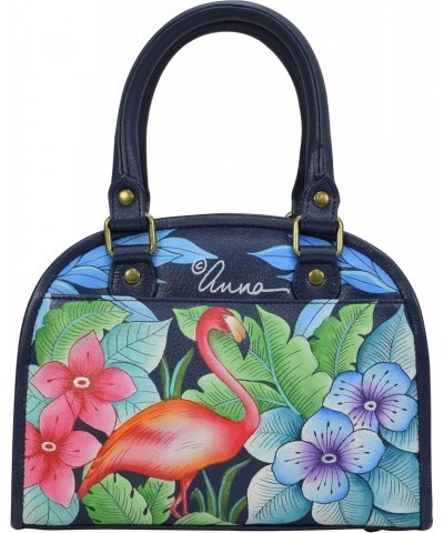 Hand Painted Women's Genuine Leather Convertible Satchel -Flamingo Fever $50.66 Satchels