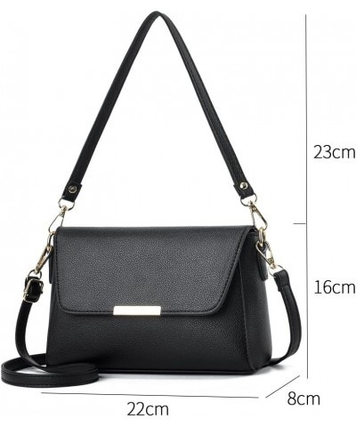 Women's Shoulder Bag Crossbody Bag Handbag Compartments PU Leather Strap Large Black $10.92 Crossbody Bags