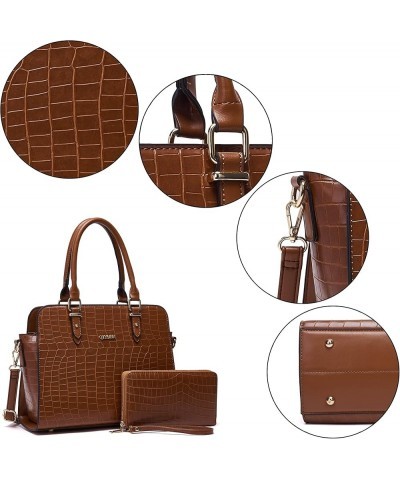 Satchel Purses For Women Top Handle Bag Purse And Wallet Set Work Tote Bags 2pcs A2-2pcs/Set Brown $12.22 Satchels