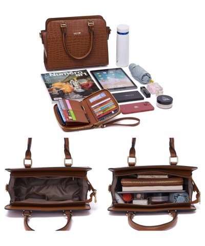 Satchel Purses For Women Top Handle Bag Purse And Wallet Set Work Tote Bags 2pcs A2-2pcs/Set Brown $12.22 Satchels