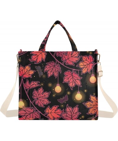 Festive Maple Leaf Garland Women's Tote Handbags Top Handle Satchel Shoulder Bag Crossbody Bag for Office Travel M $17.48 Totes