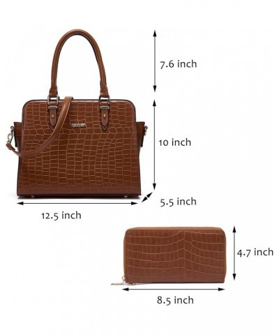 Satchel Purses For Women Top Handle Bag Purse And Wallet Set Work Tote Bags 2pcs A2-2pcs/Set Brown $12.22 Satchels