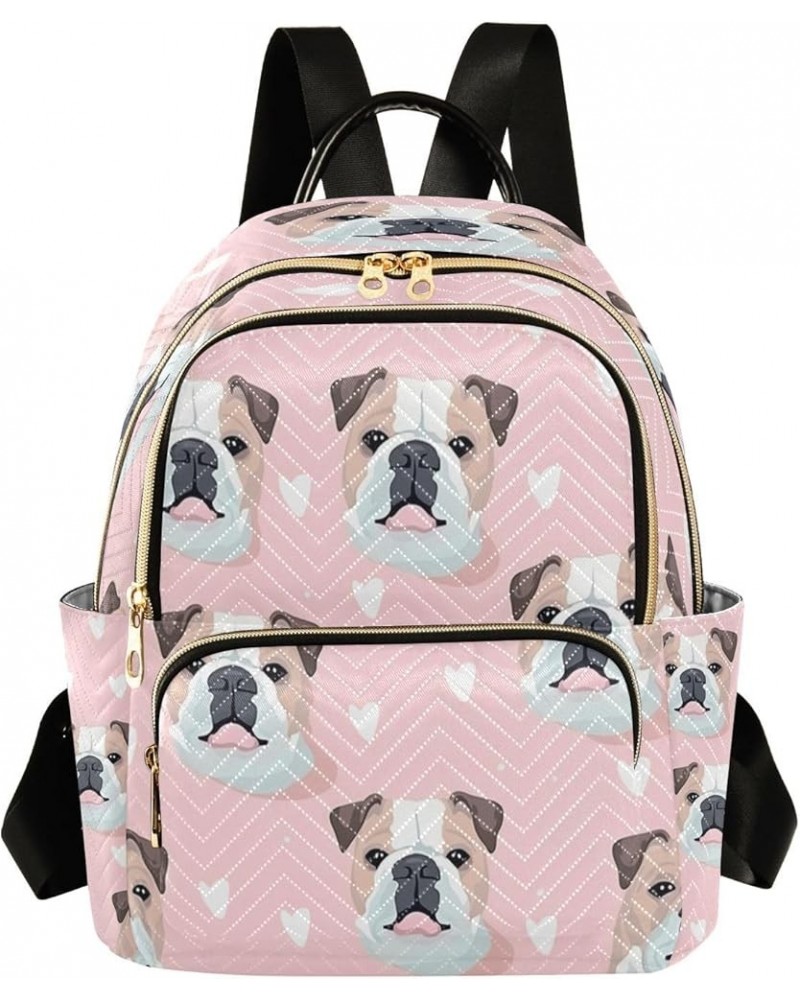 Pink Heart Pug Dog Women Backpack Purse Ladies Fashion Shoulder Bag Daypack Travel Bag 7.5L Small $17.04 Backpacks