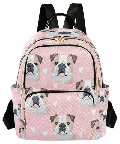 Pink Heart Pug Dog Women Backpack Purse Ladies Fashion Shoulder Bag Daypack Travel Bag 7.5L Small $17.04 Backpacks