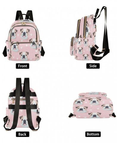 Pink Heart Pug Dog Women Backpack Purse Ladies Fashion Shoulder Bag Daypack Travel Bag 7.5L Small $17.04 Backpacks