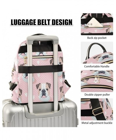 Pink Heart Pug Dog Women Backpack Purse Ladies Fashion Shoulder Bag Daypack Travel Bag 7.5L Small $17.04 Backpacks