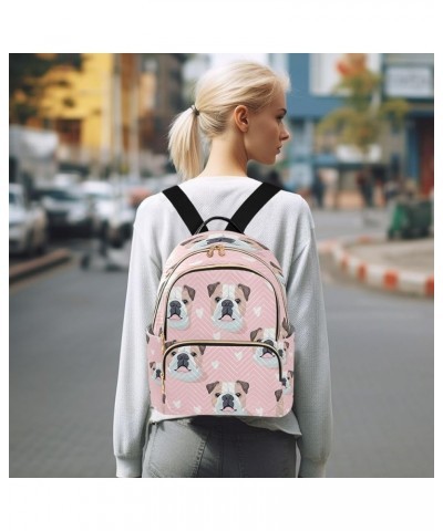 Pink Heart Pug Dog Women Backpack Purse Ladies Fashion Shoulder Bag Daypack Travel Bag 7.5L Small $17.04 Backpacks