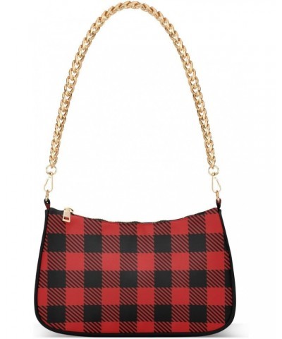 Crossbody Bags for Women Shoulder Purse Black Red Plaid Handbags Stylish Clutch Purse with Chain Strap $12.60 Totes