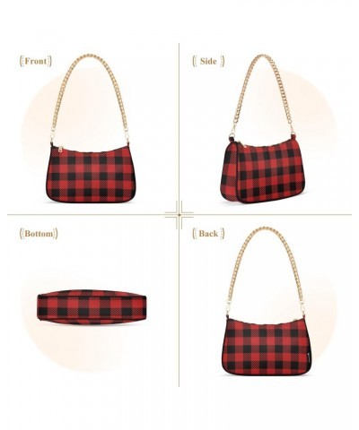 Crossbody Bags for Women Shoulder Purse Black Red Plaid Handbags Stylish Clutch Purse with Chain Strap $12.60 Totes