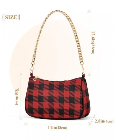 Crossbody Bags for Women Shoulder Purse Black Red Plaid Handbags Stylish Clutch Purse with Chain Strap $12.60 Totes