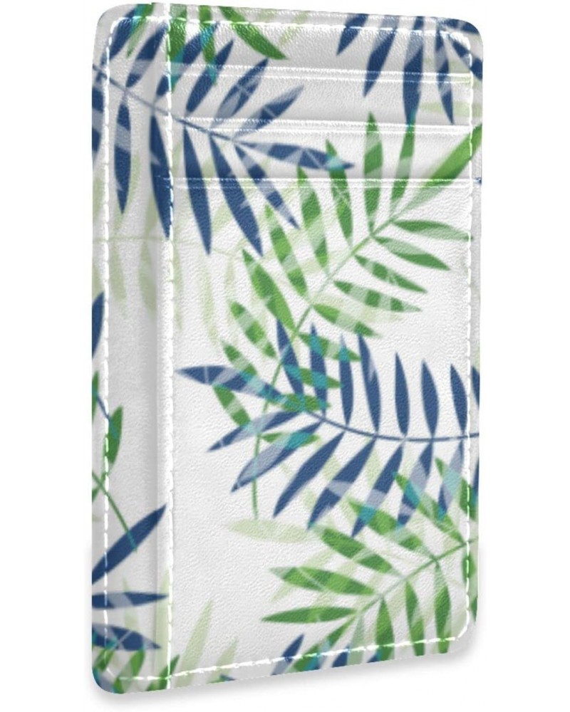 Summer Tropical Palm Leaves Slim Minimalist Wallets Small Card Wallets PU Leather Front Pocket Wallets $9.53 Wallets