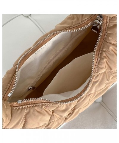 Women Crescent Bag Casual Puffer Tote Bag Padded Underarm Bag Winter Shopper Bag Brown $10.87 Totes